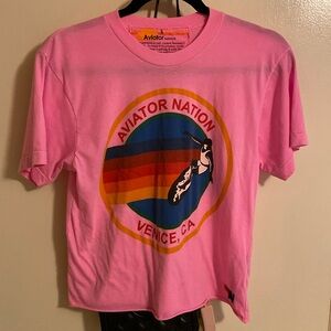 signature boyfriend Aviator Nation tee-Neon pink